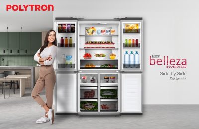 POLYTRON kulkas Side-by-Side (SBS) 4 Pintu Belleza kini hadir kembali
